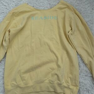 Seaside yellow Long Sleeve crewneck with cut off the shoulder neck.